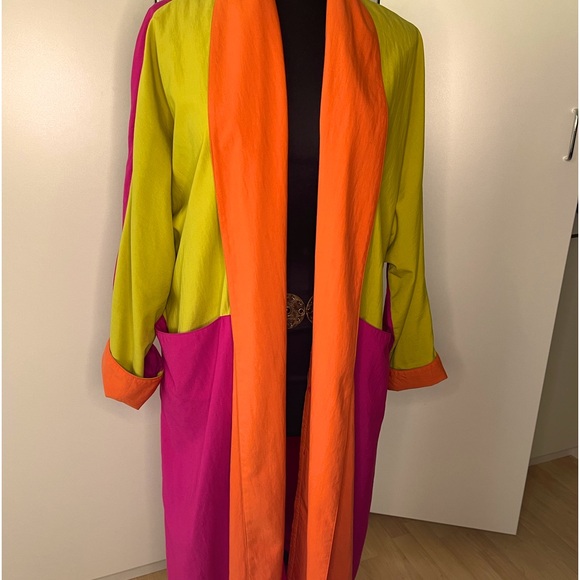 Custom made By Zetta Raincoat in multi color one size. Coat of many colors! - Picture 1 of 12